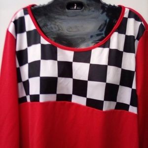 Red and Black stripped /checked womens top